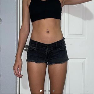 Black denim low rise Hollister shorts